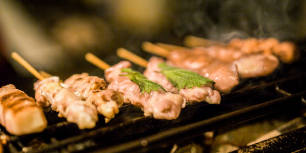 Yakitori on a food tour in Tokyo