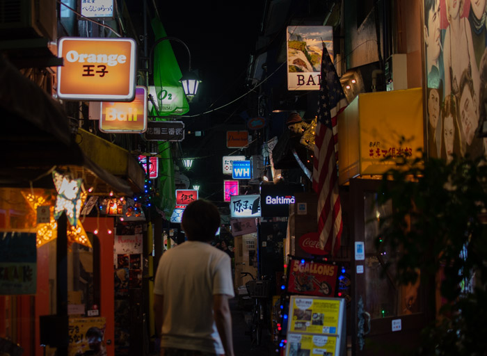 An alley of bars in Golden Gai in Shinjuku.