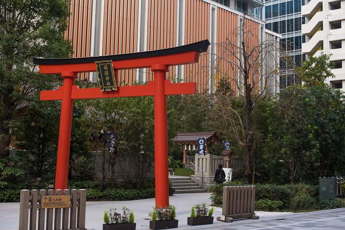 The torii gate for Fukutoku shrine in Nihonbashi